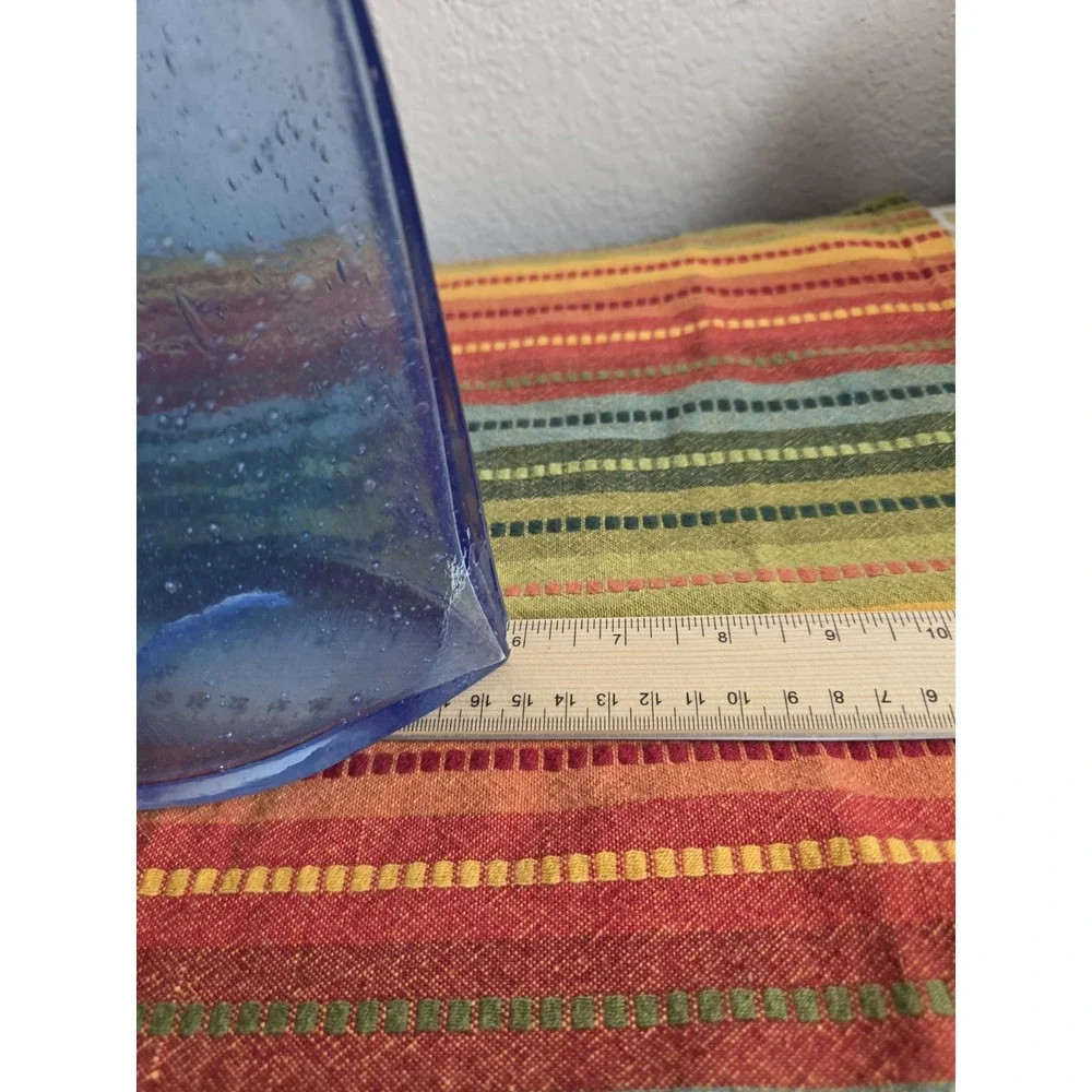 Toshichi Iwata style hand blown blue glass bottle Minimalist